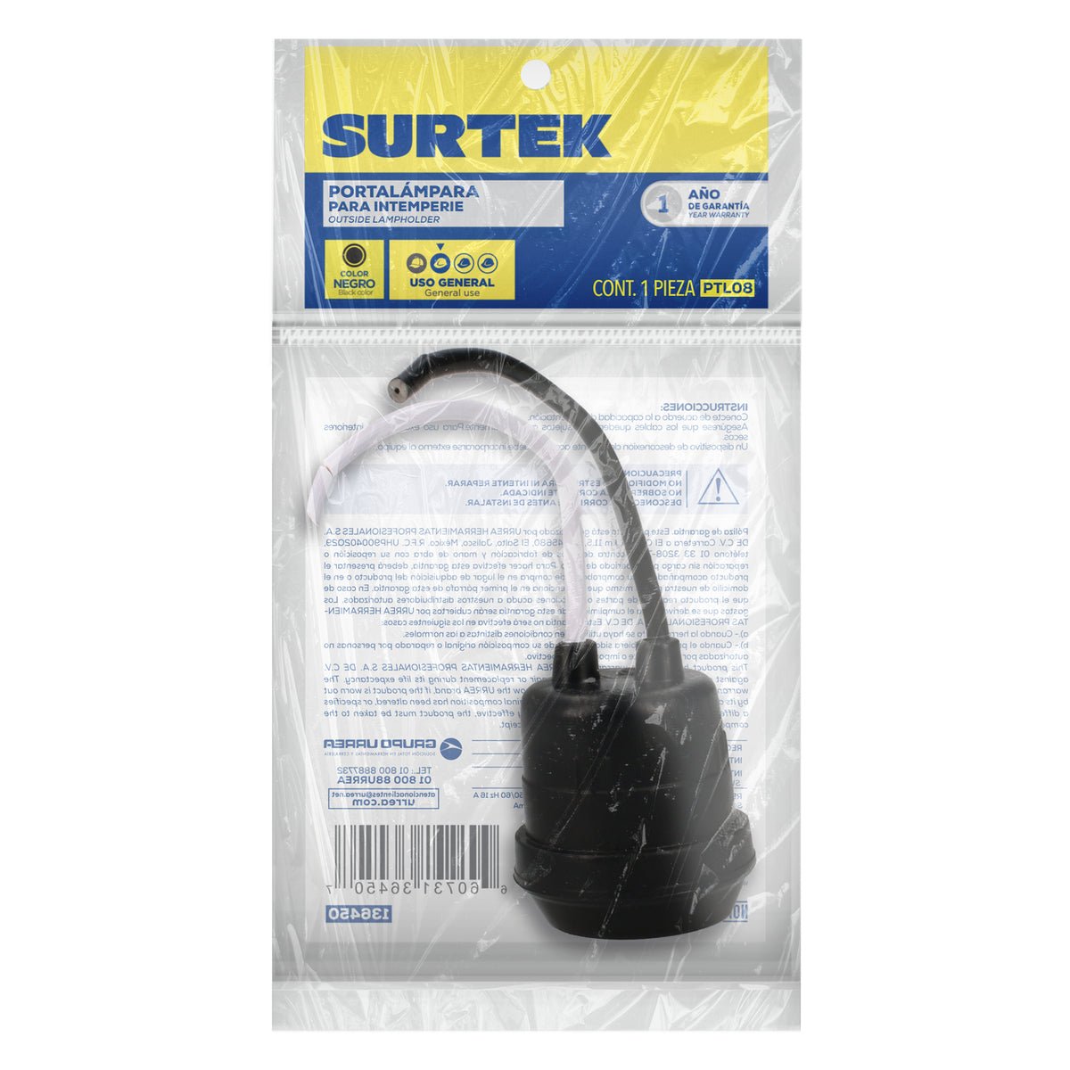 Portalámpara de hule para intemperie, color negro Surtek - FERRETERÍA WITZI