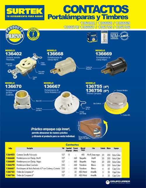 Portalámpara doble redonda de porcelana con cadena para techo 4.5" Surtek - FERRETERÍA WITZI
