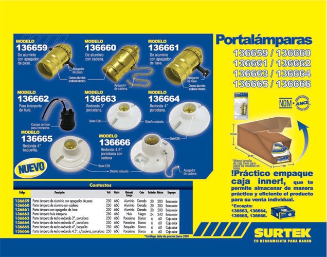 Portalámpara sencilla redonda de porcelana con cadena para techo 4.5" Surtek - FERRETERÍA WITZI