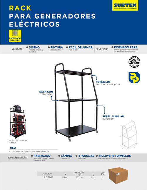 Rack para generadores eléctricos Surtek - FERRETERÍA WITZI