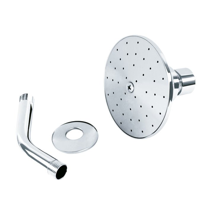 Regadera redonda 3 1/2" metalica con brazo y chapeton Aksi - FERRETERÍA WITZI
