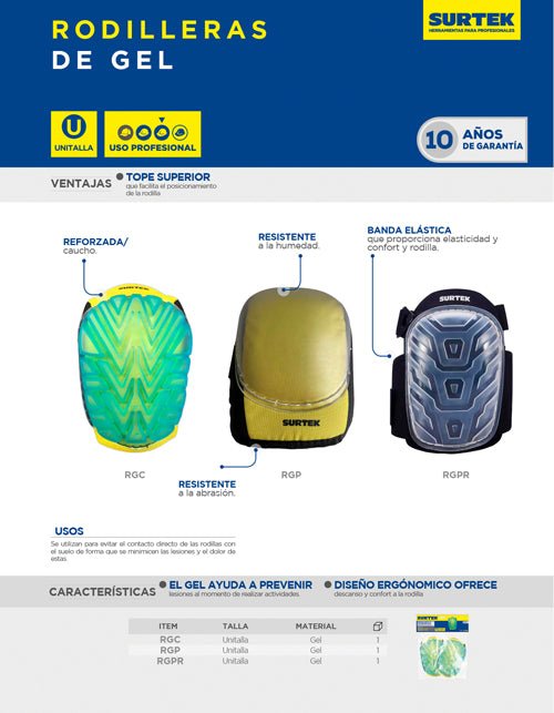 Rodilleras de gel y PVC Surtek - FERRETERÍA WITZI
