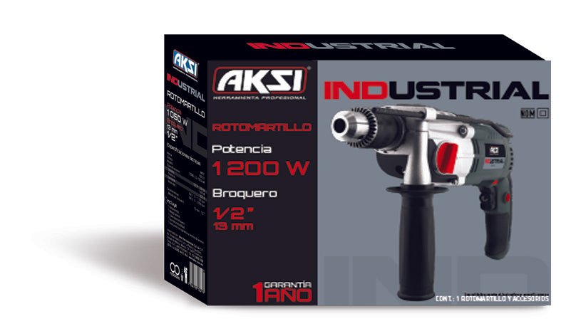 Rotomartillo 1200W de 1/2"" - INDUSTRIAL Aksi - FERRETERÍA WITZI