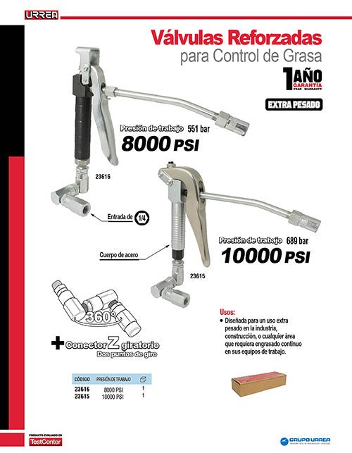 Válvula reforzadas para control grasa 8,000 PSI Urrea - FERRETERÍA WITZI