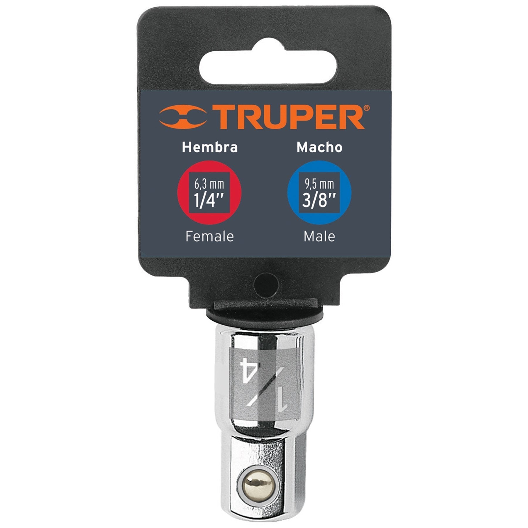 Adaptador Para Matraca De Cuadro 1/4" A Cuadro 3/8", Truper - FERRETERÍA WITZI