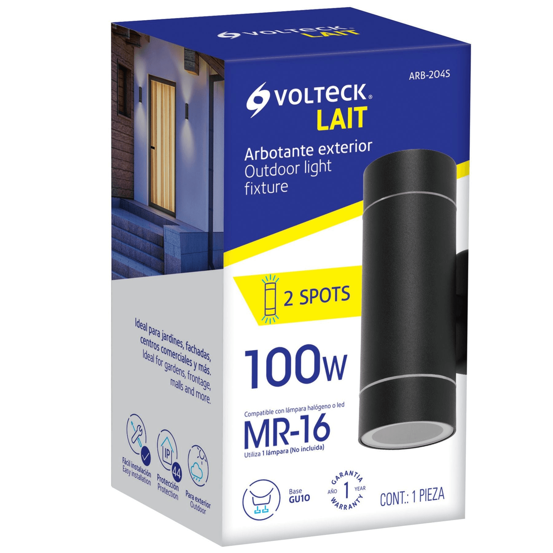Arbotante exterior de acento, 2 spots, MR16GU10,100 W, negro - FERRETERÍA WITZI