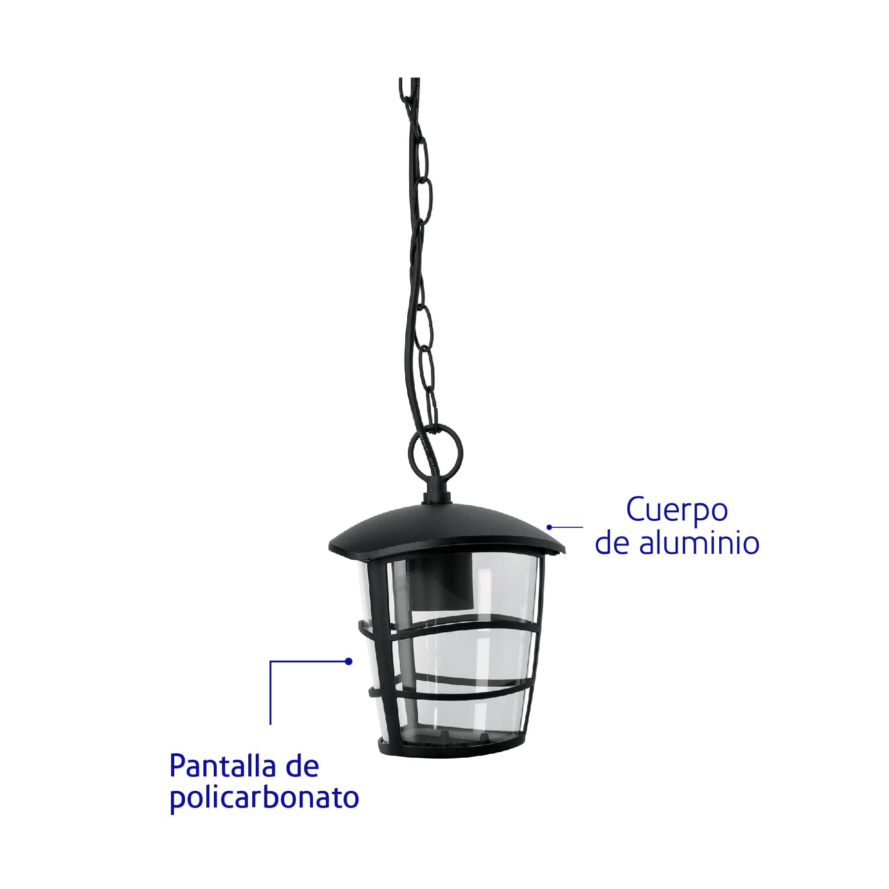 Arbotante farol colgante, diseño moderno, lámpara no incluida, Volteck - FERRETERÍA WITZI