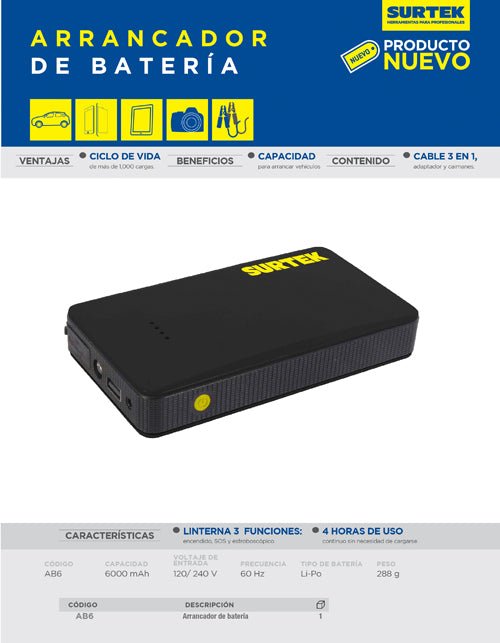 Arrancador para bateria Surtek - FERRETERÍA WITZI