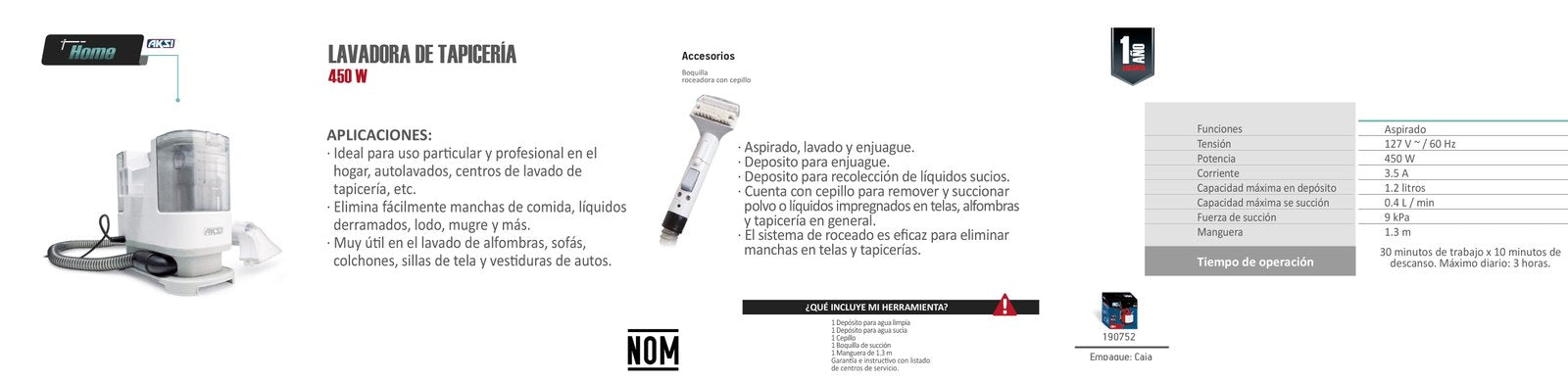 Aspiradora (Lavadora de tapiceria 450W) - AKSI HOME - FERRETERÍA WITZI