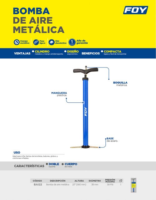 Bomba de aire con cilindro metálico 22" Surtek - FERRETERÍA WITZI