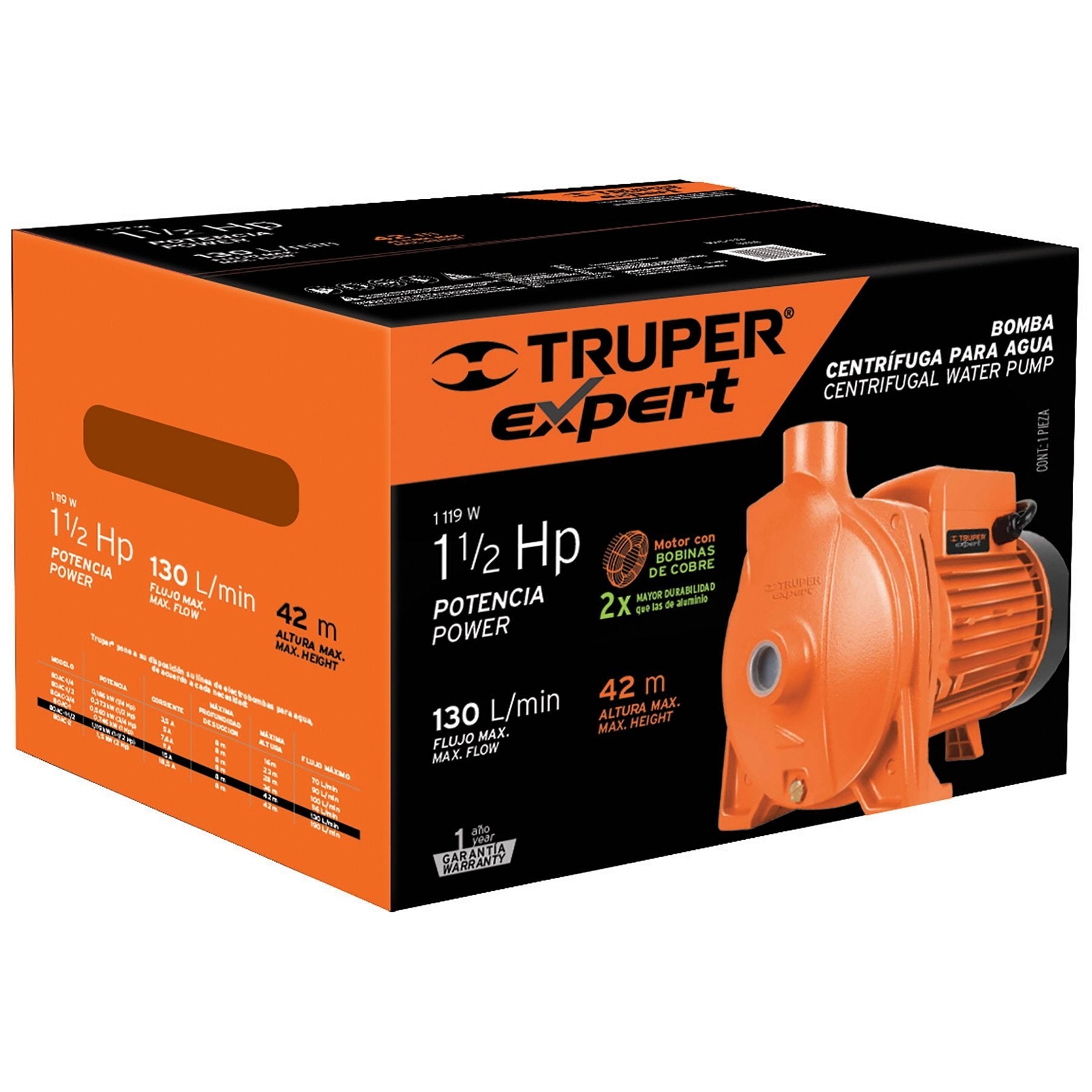 Bomba Eléctrica Para Agua Centrífuga 1-1/2HP, Truper