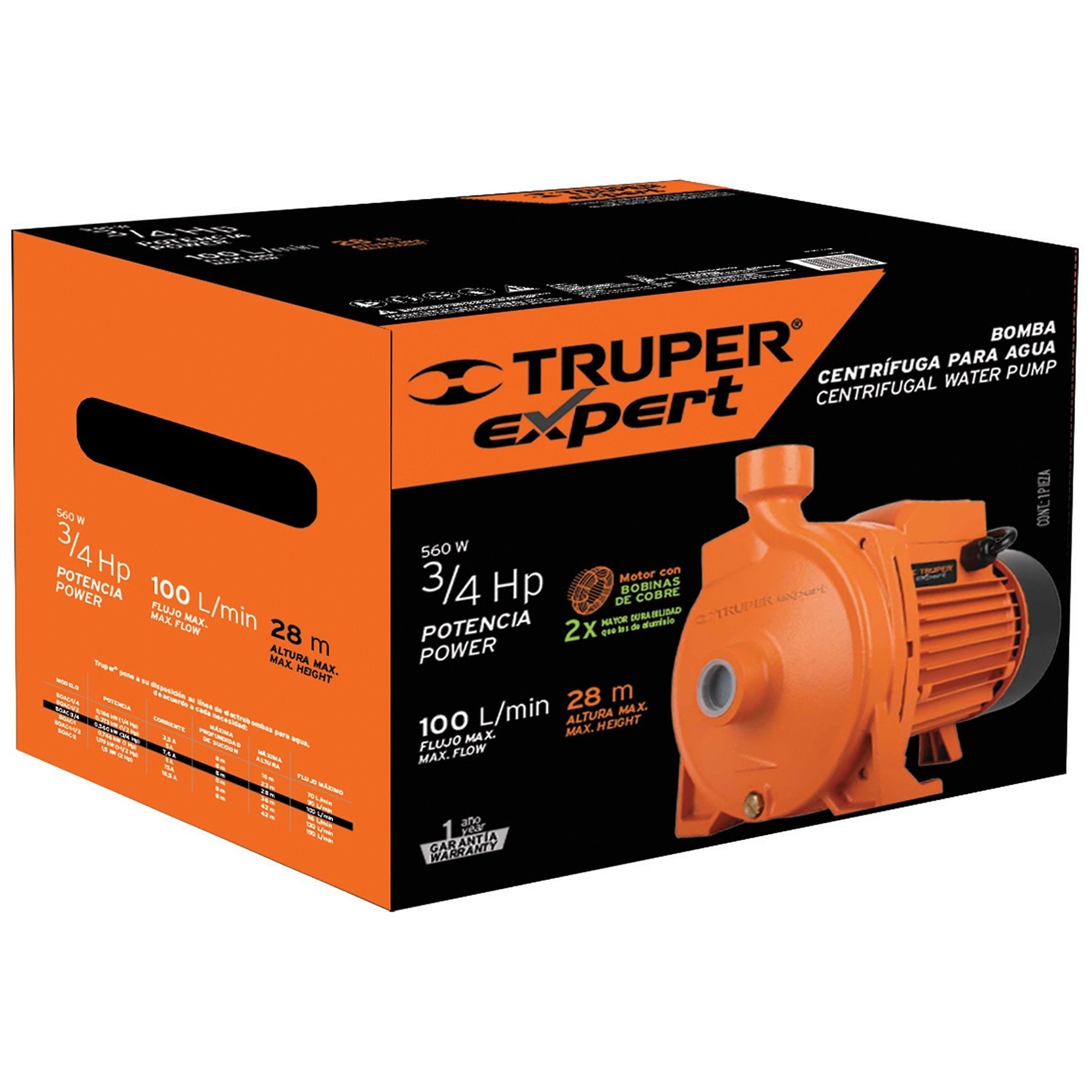 Bomba Eléctrica Para Agua Centrífuga 3/4HP, Truper