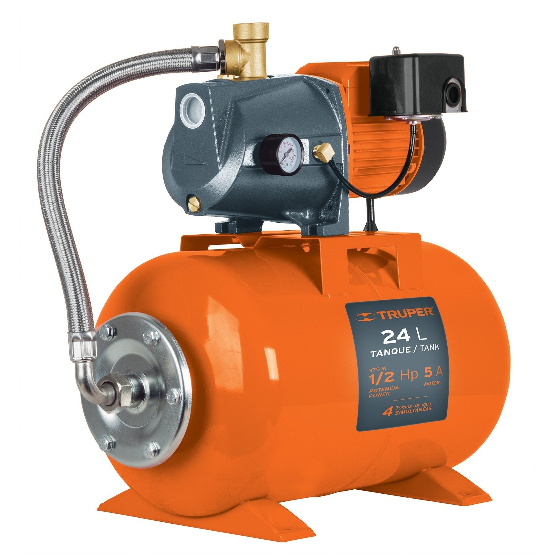 Bomba Hidroneumática 1/2HP, 24 Litros, Truper