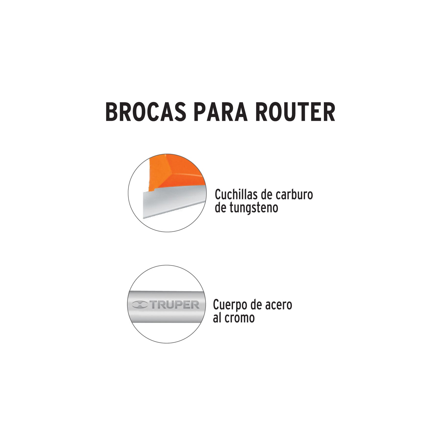 Broca Para Router, Media Caña, 3/4", Truper