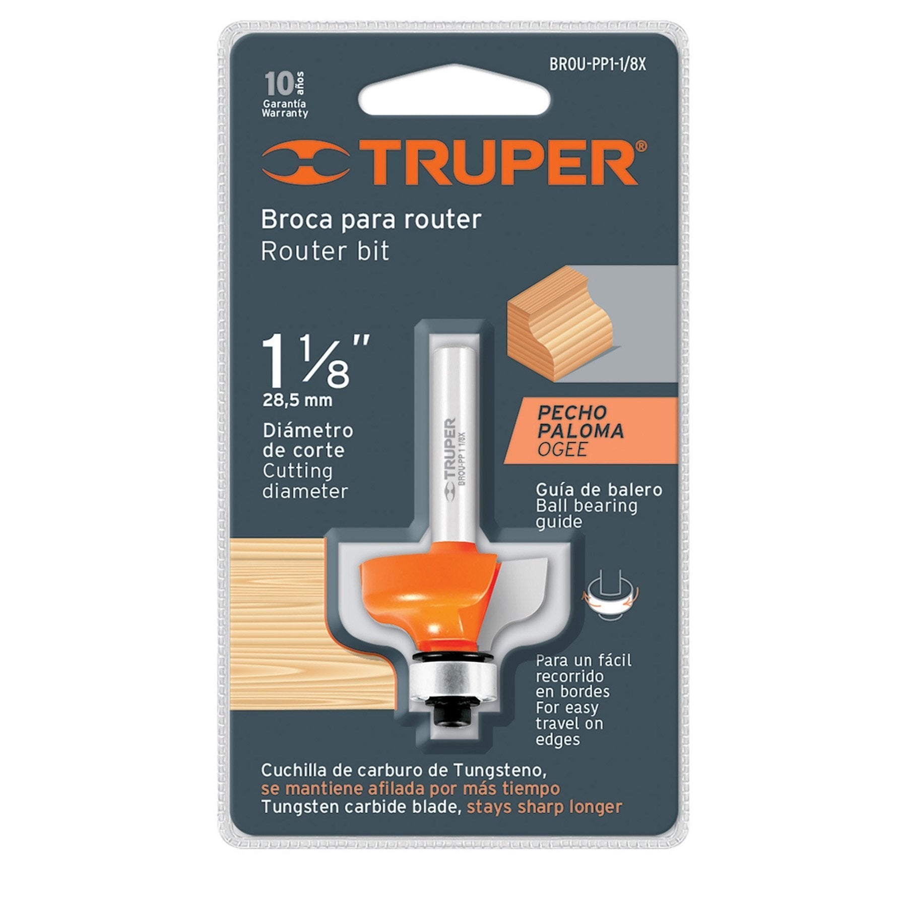 Broca Para Router, Pecho Paloma, Con Balero, Truper