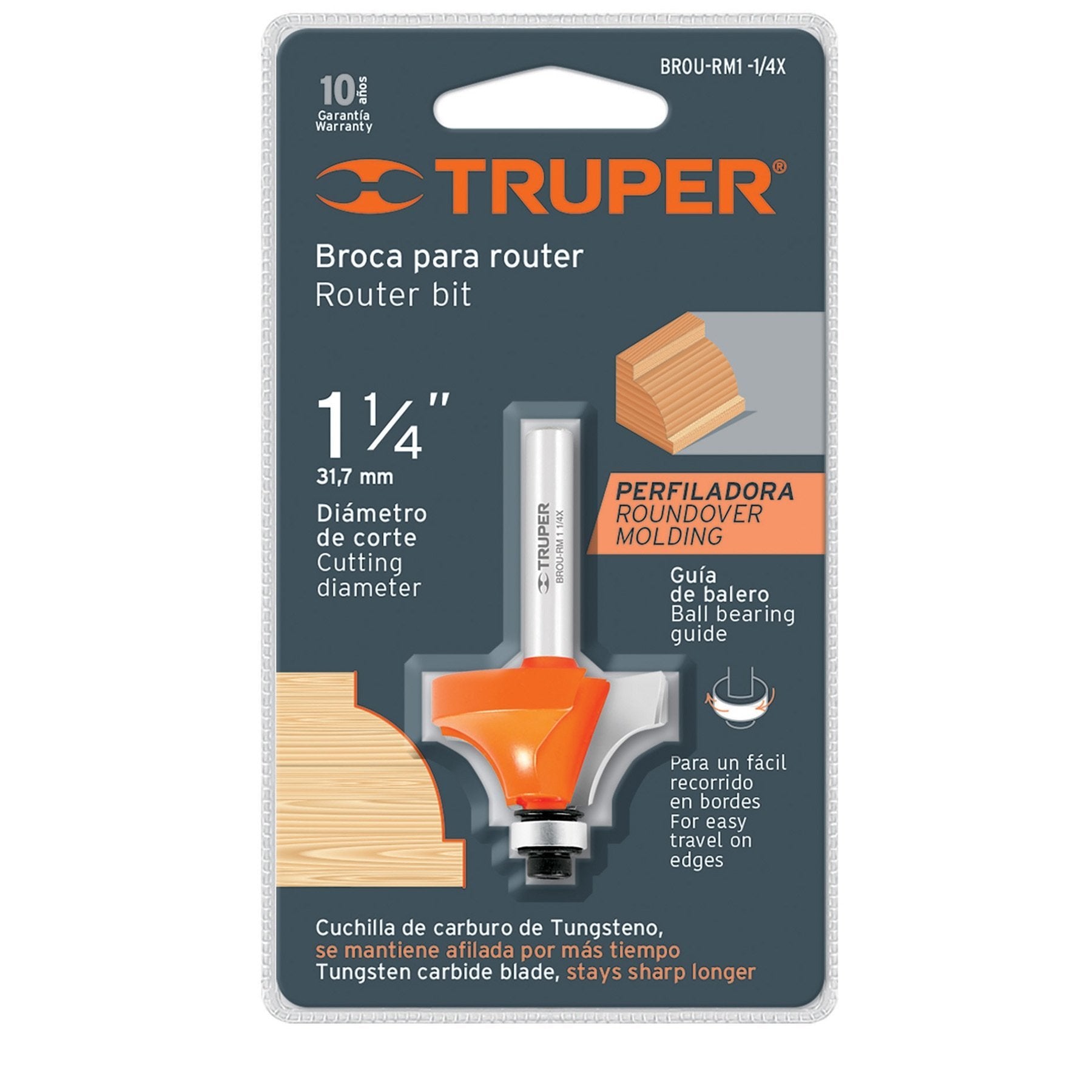 Broca Para Router, Redondeado Con Moldura, Con Balero, Truper