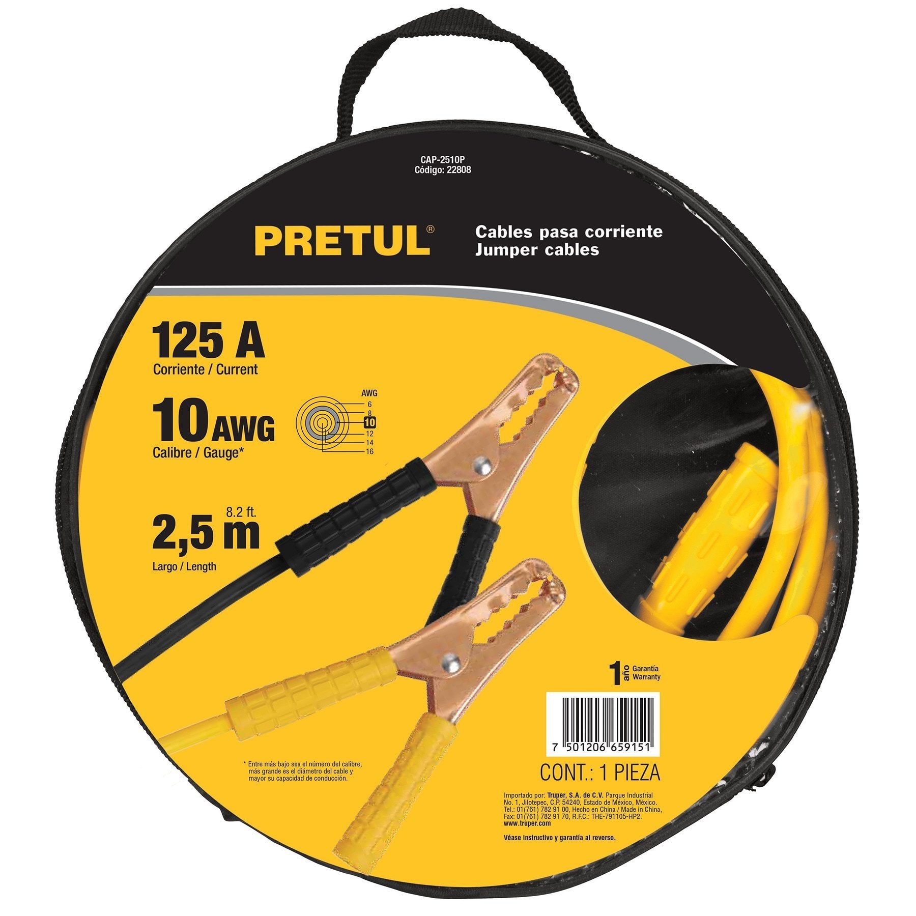 Cables Pasa Corriente, 2.5m, Calibre 10AWG, Truper