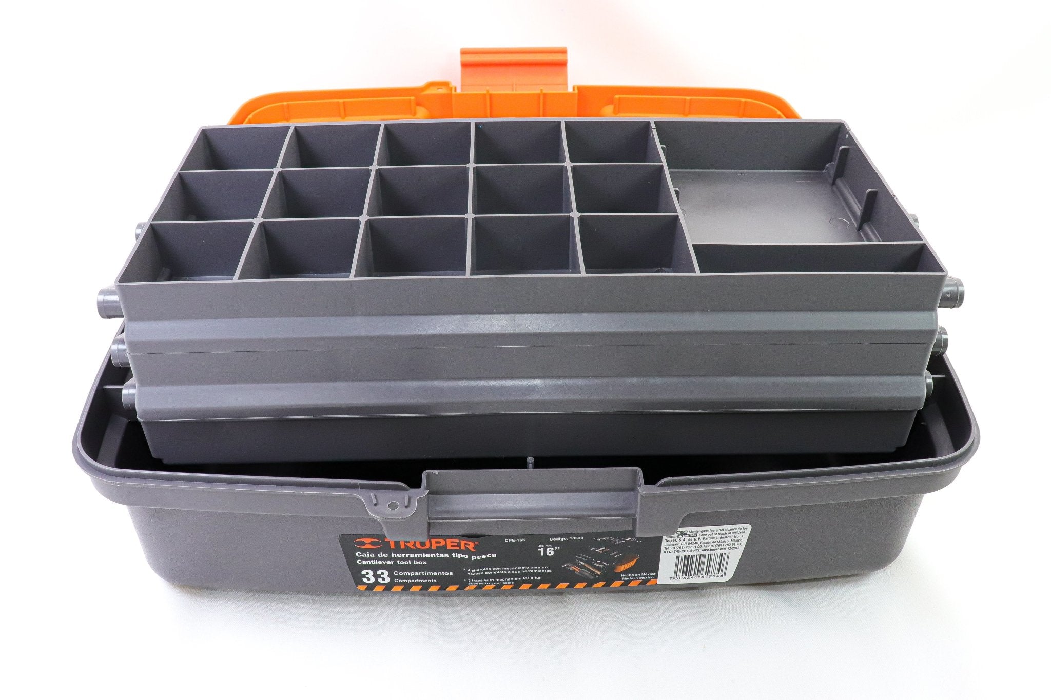 Caja De Herramientas Con 3 Niveles 16x8x8in Truper