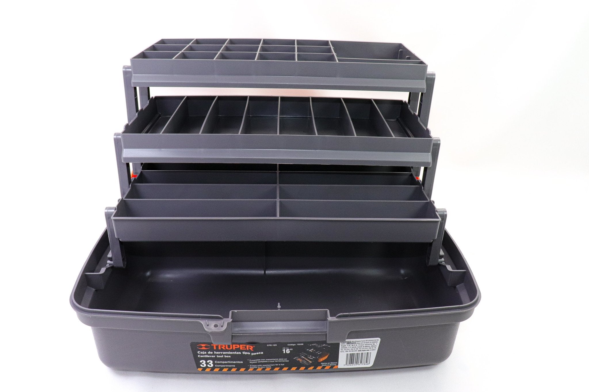 Caja De Herramientas Con 3 Niveles 16x8x8in Truper