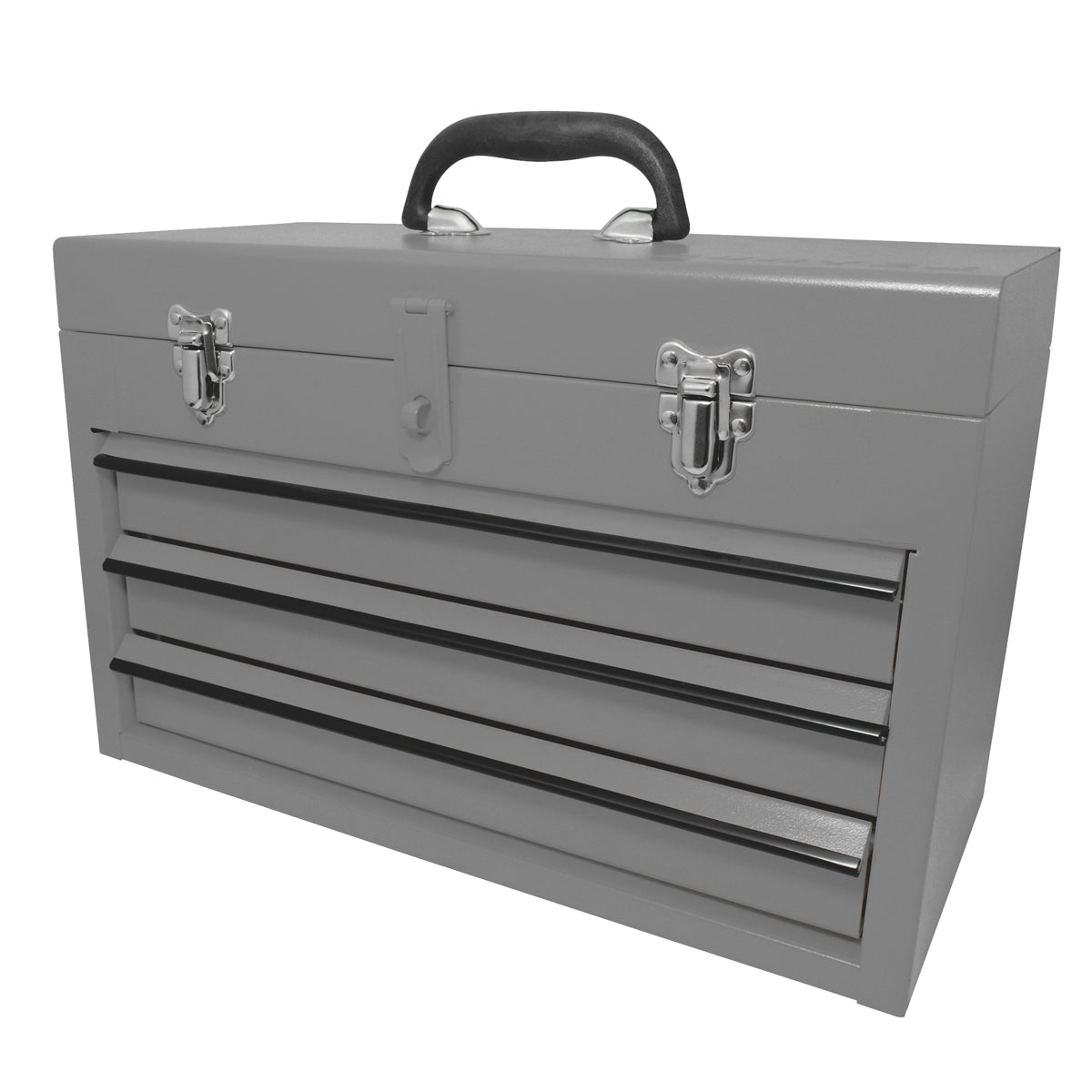 Caja portaherramientas metálica color gris con 3 gavetas 11" x 18" x 9" Surtek - FERRETERÍA WITZI