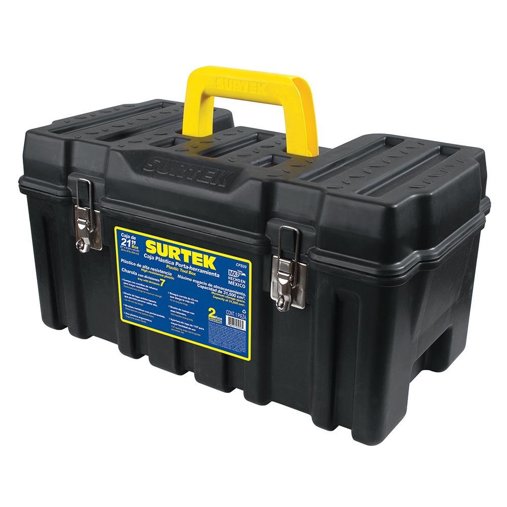 Caja Portaherramientas Plástica 21" Con Broches Metálicos Surtek - FERRETERÍA WITZI