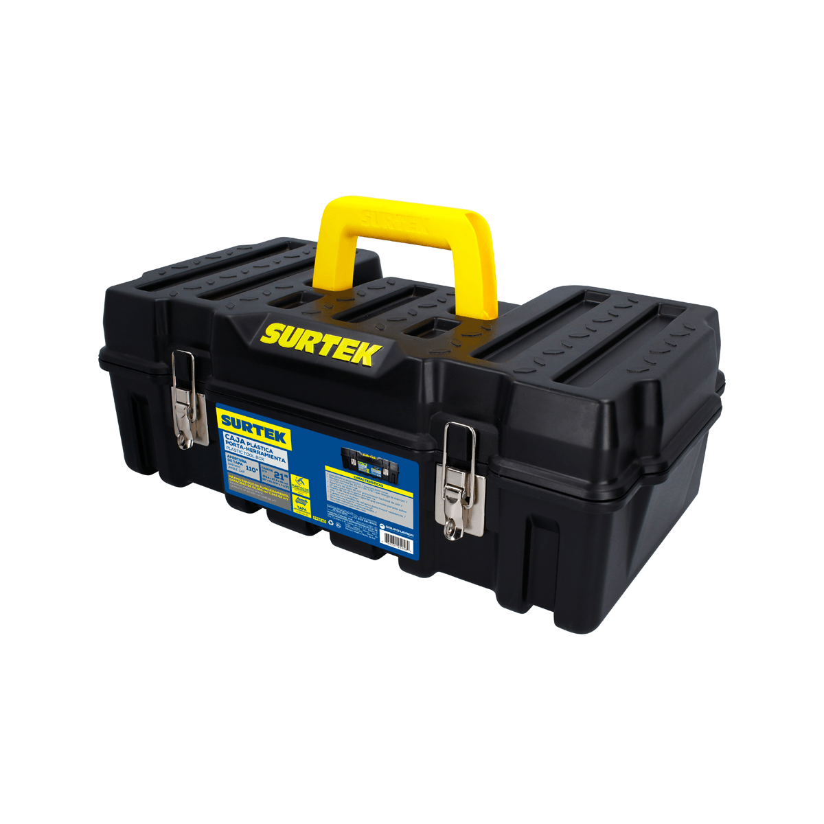 Caja Portaherramientas Plástico 21" Compacta Broche Metal, Surtek - FERRETERÍA WITZI