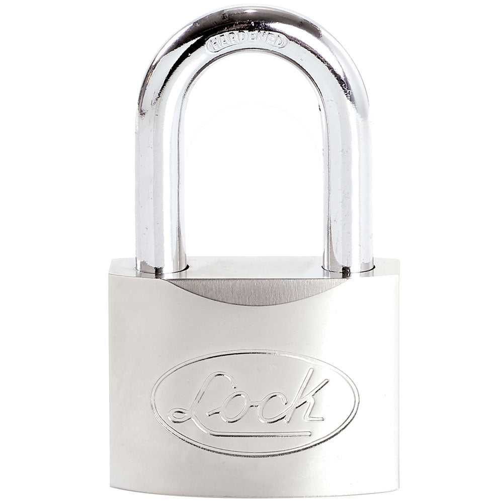 Candado acero largo llave de discos 40mm cromo satinado Lock. - FERRETERÍA WITZI