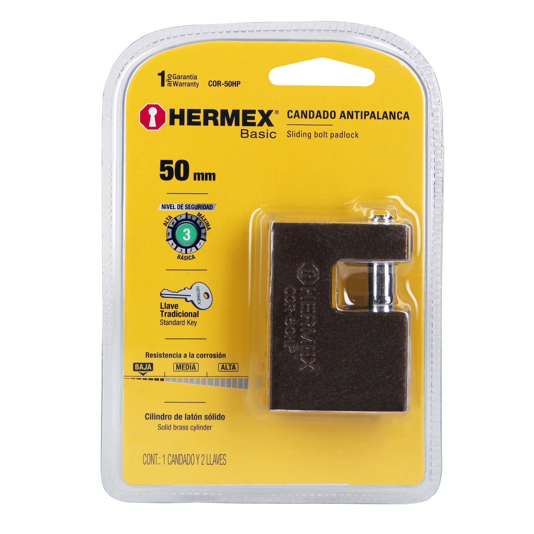 Candado Antipalanca , 50MM, Cuerpo De Hierro , Hermex Básico - FERRETERÍA WITZI