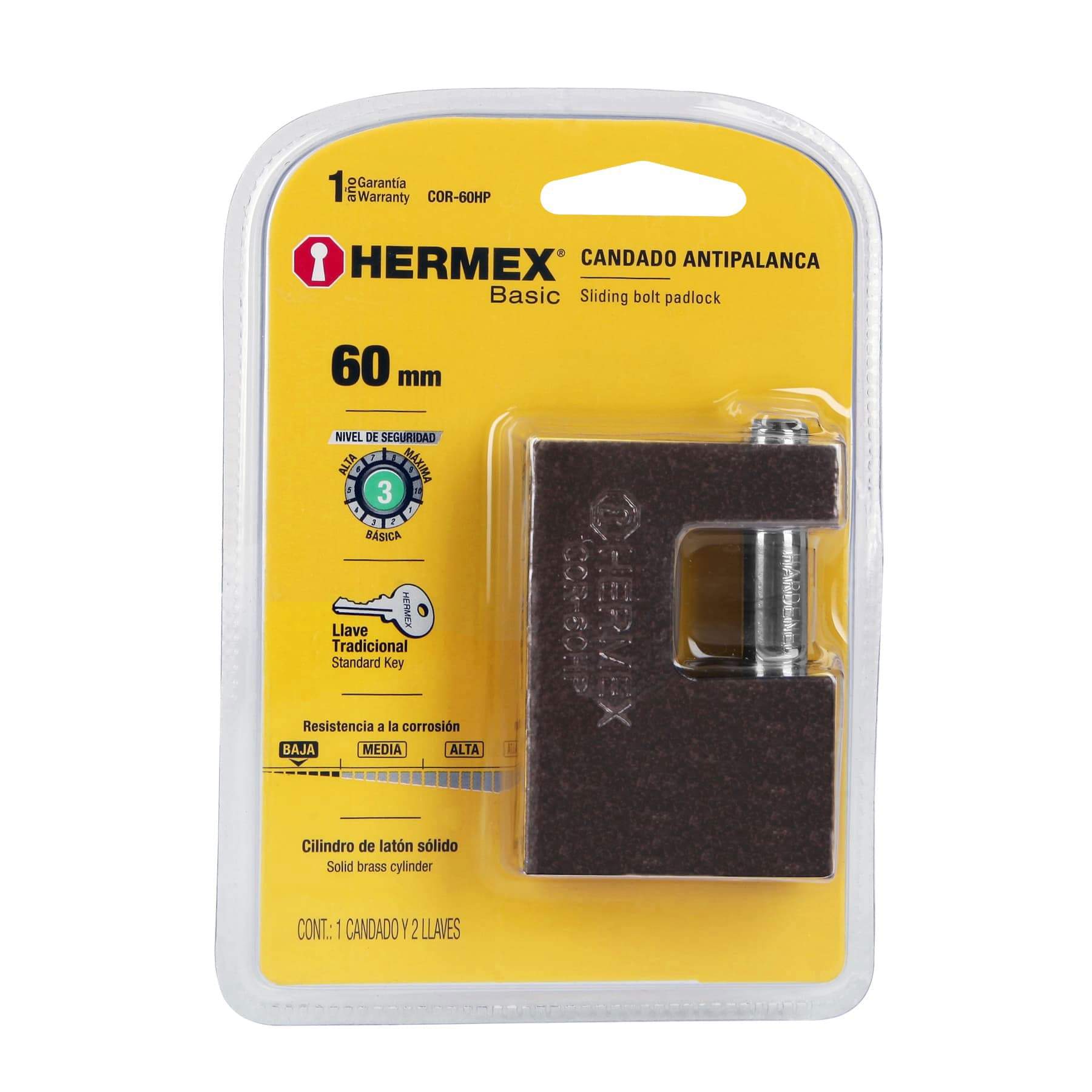 Candado Antipalanca , 60MM, Cuerpo De Hierro, Hermex Básico. - FERRETERÍA WITZI