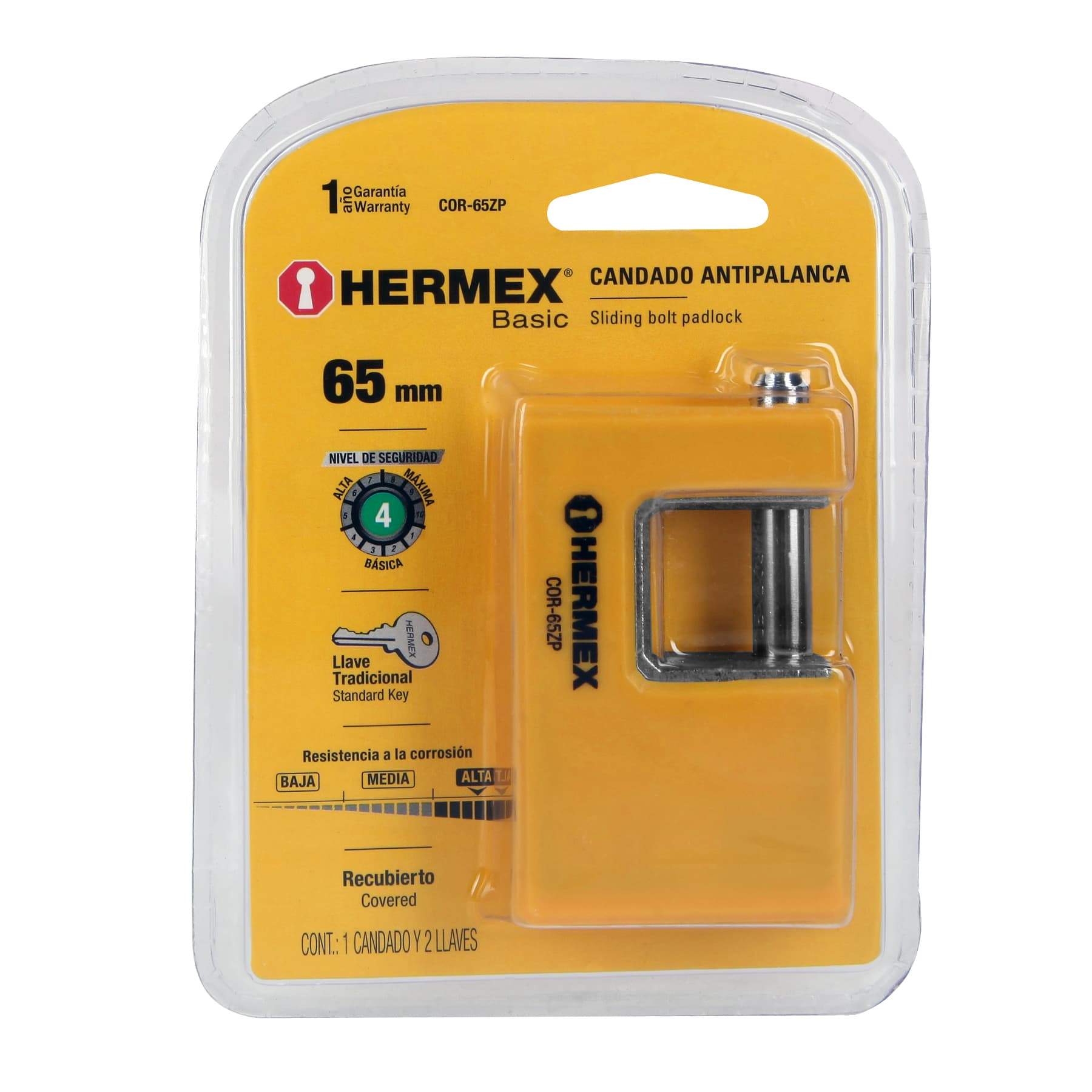 Candado Antipalanca , 65MM, Cuerpo Metálico, Hermex Básico . - FERRETERÍA WITZI