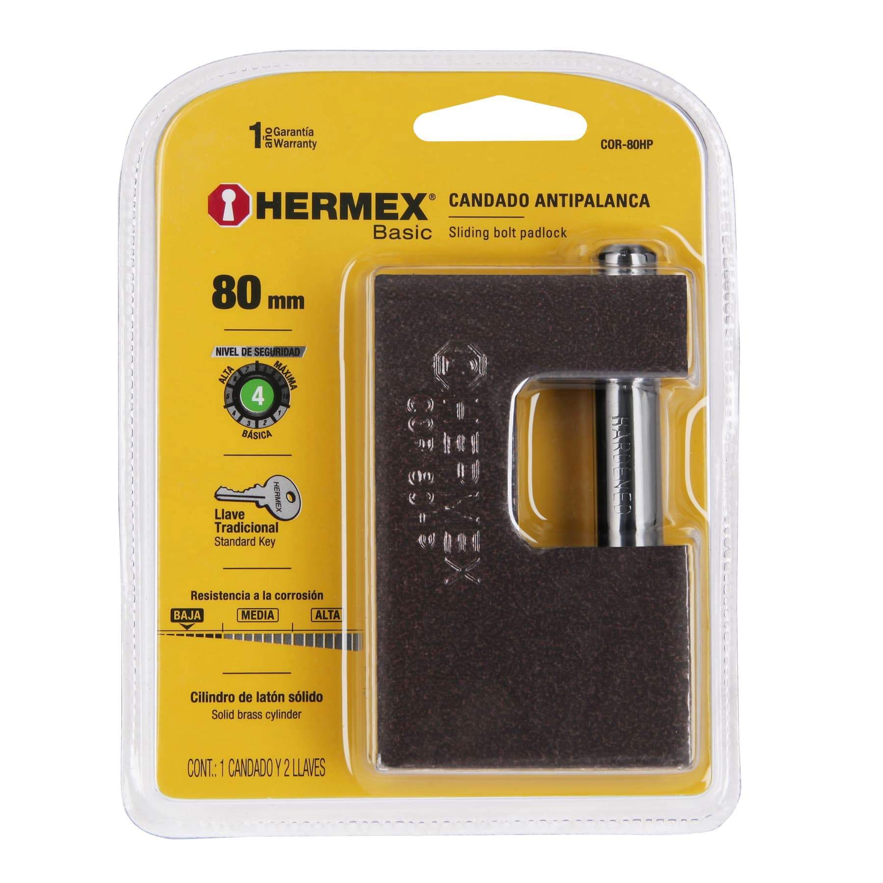 Candado Antipalanca , 80MM, Cuerpo De Hierro, Hermex Básico - FERRETERÍA WITZI
