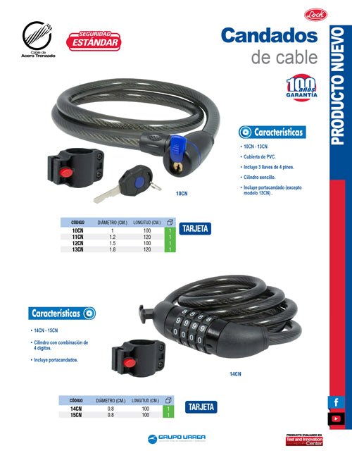 Candado cable para bicicleta Lock - FERRETERÍA WITZI
