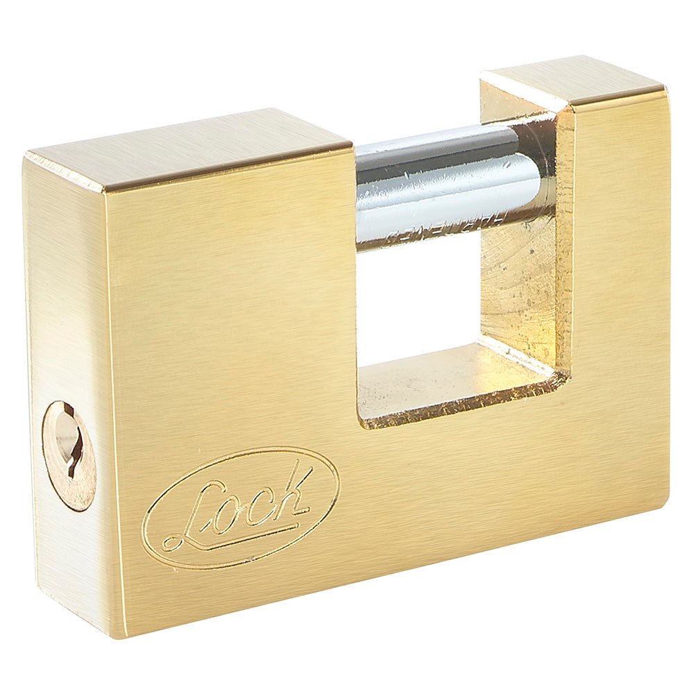 Candado de acero para cortina 75 mm, latón brillante, llave estándar Lock - FERRETERÍA WITZI