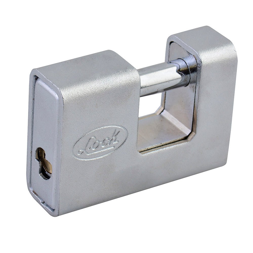 Candado de acero para cortina 80 mm, cromo satinado, llave de puntos Lock - FERRETERÍA WITZI