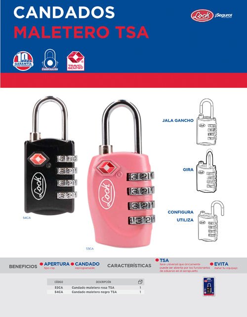 Candado de combinación programable TSA para maleta, Lock - FERRETERÍA WITZI