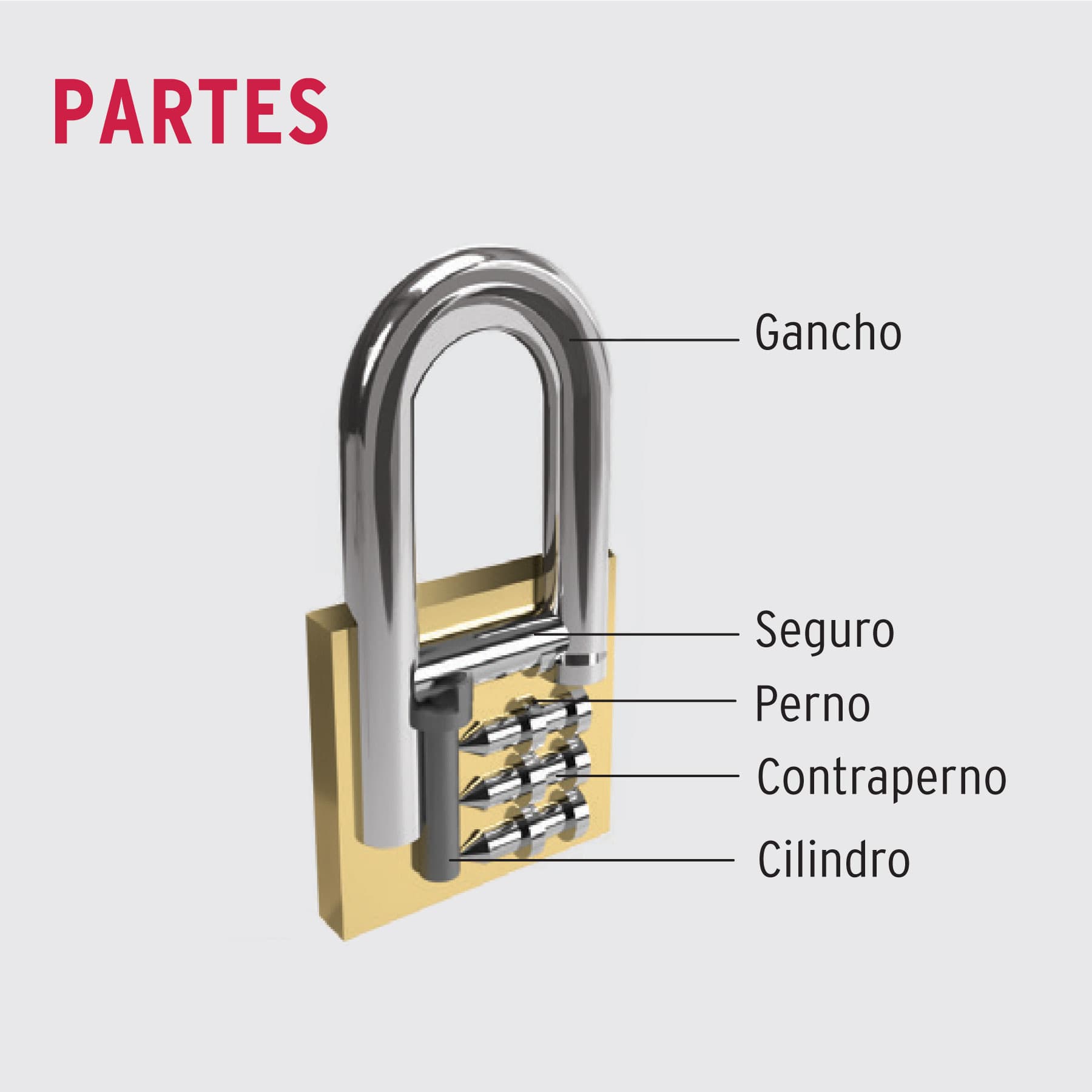 Candado De Latón, 40MM, Gancho Corto, Llave Tetra, Hermex - FERRETERÍA WITZI