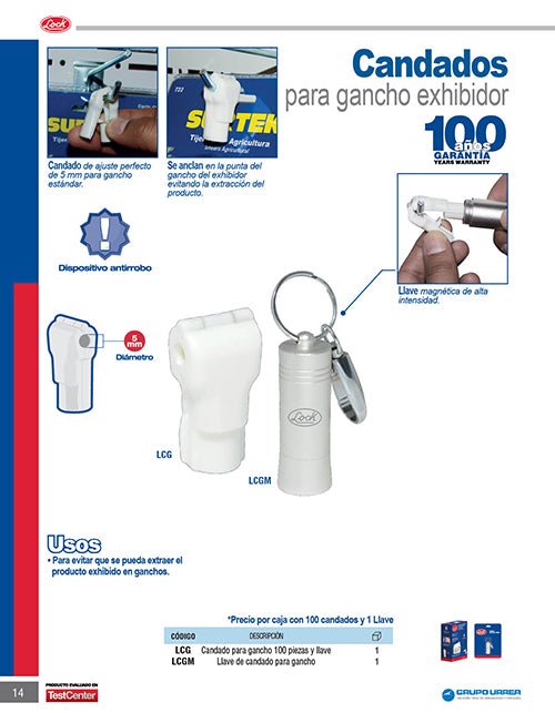 Candado para gancho con llave 100 piezas Lock - FERRETERÍA WITZI