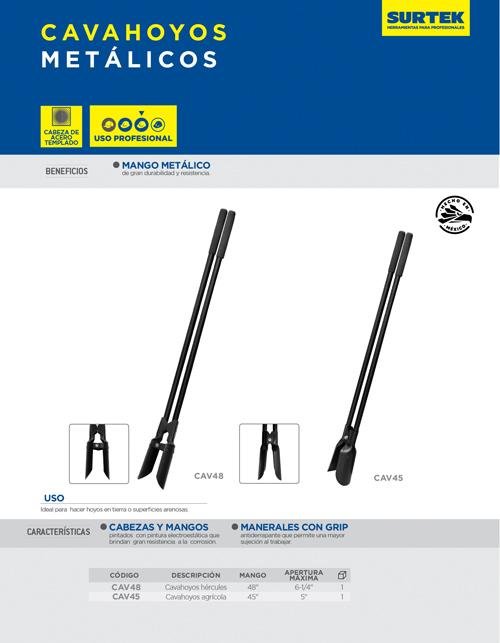 Cavahoyos Hercules Mango Metálico 48" Surtek - FERRETERÍA WITZI