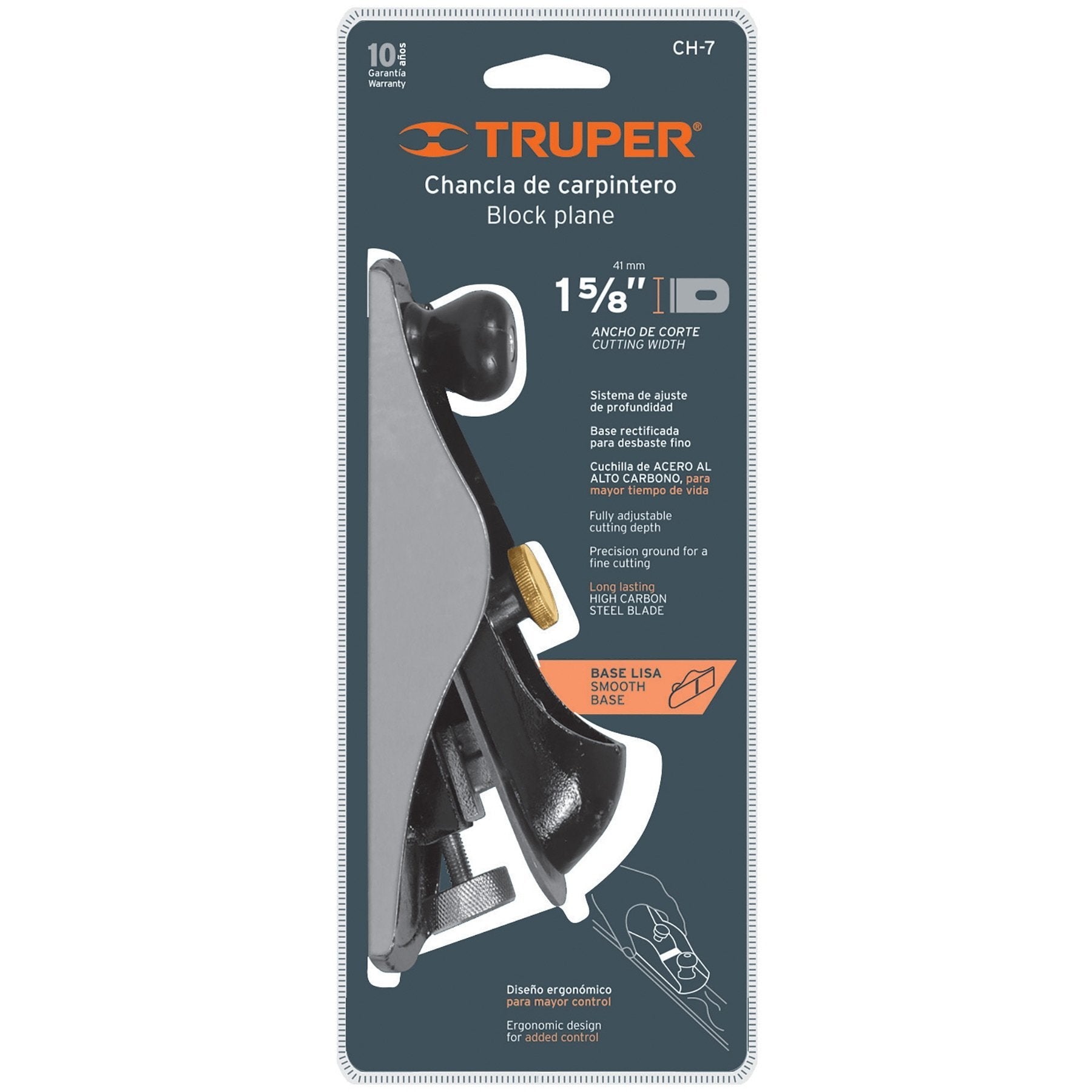 Cepillo Tipo Chancla Para Carpintero 1-5/8", Truper - FERRETERÍA WITZI