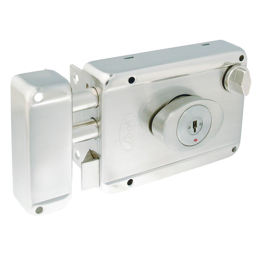 Cerradura sobreponerfunción 2 bulones, acero inoxidable, llave de puntos, en caja Lock - FERRETERÍA WITZI