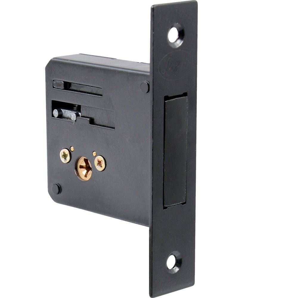 Cerrojo para embutir auxiliar, función doble, latón antiguo, llave tetra, en caja Lock - FERRETERÍA WITZI