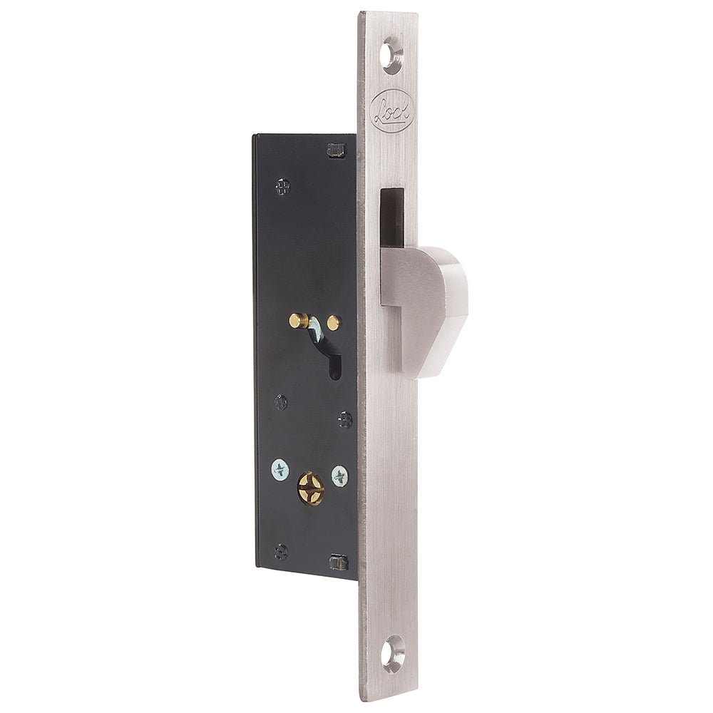 Cerrojo para embutir de gancho, latón antiguo, llave tetra, en caja Lock - FERRETERÍA WITZI