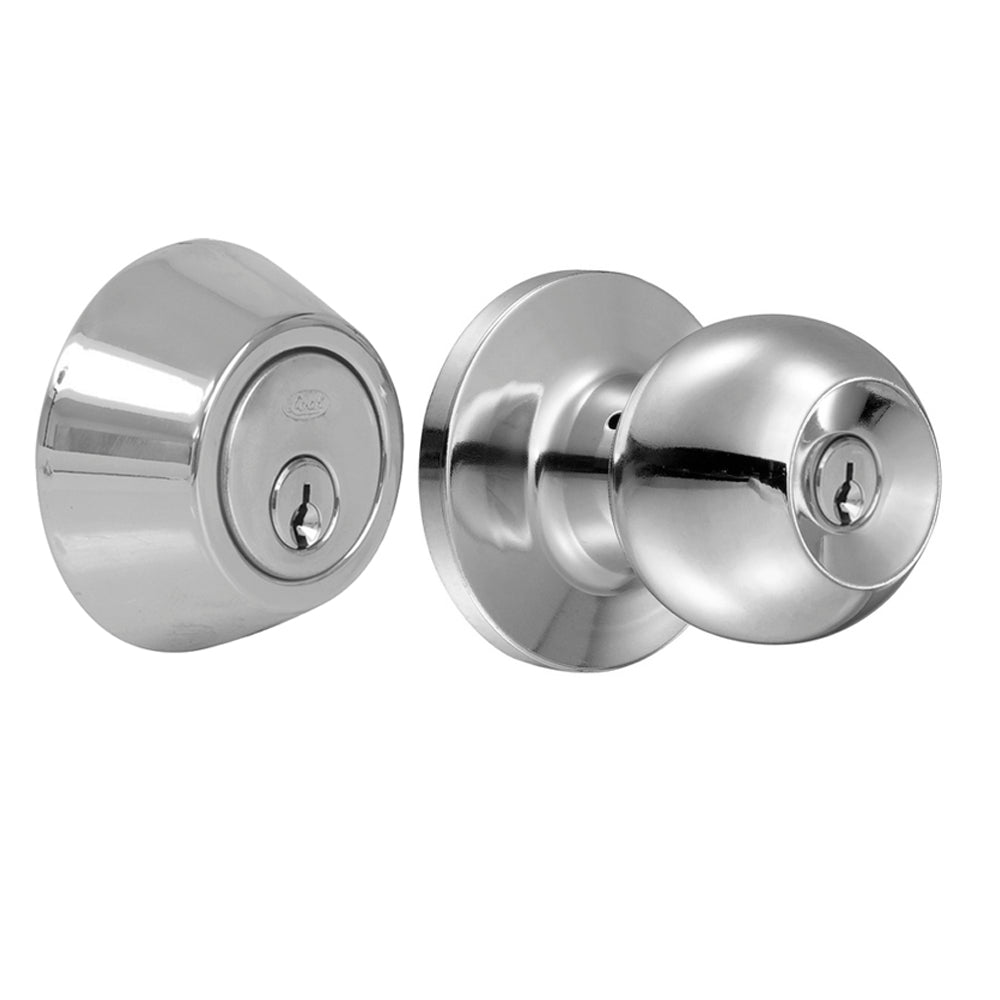Combo de pomo bola función sencilla, acero inoxidable, llave estándar, blíster Lock - FERRETERÍA WITZI