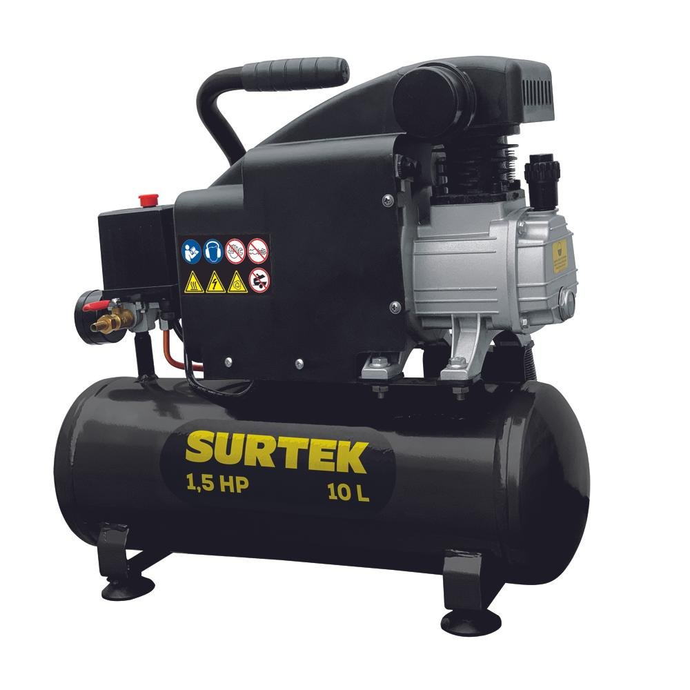 Compresor De Aire Horizontal 10 L, 115 psi, 150 L/min, 1.5 HP Surtek - FERRETERÍA WITZI