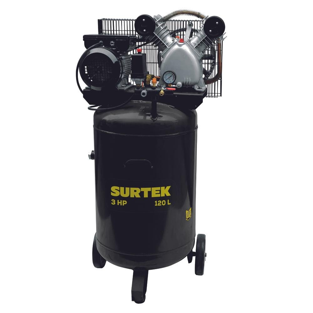 Compresor De Aire Vertical De 120 L, 115 psi, 335 L/min, 3 HP Surtek - FERRETERÍA WITZI