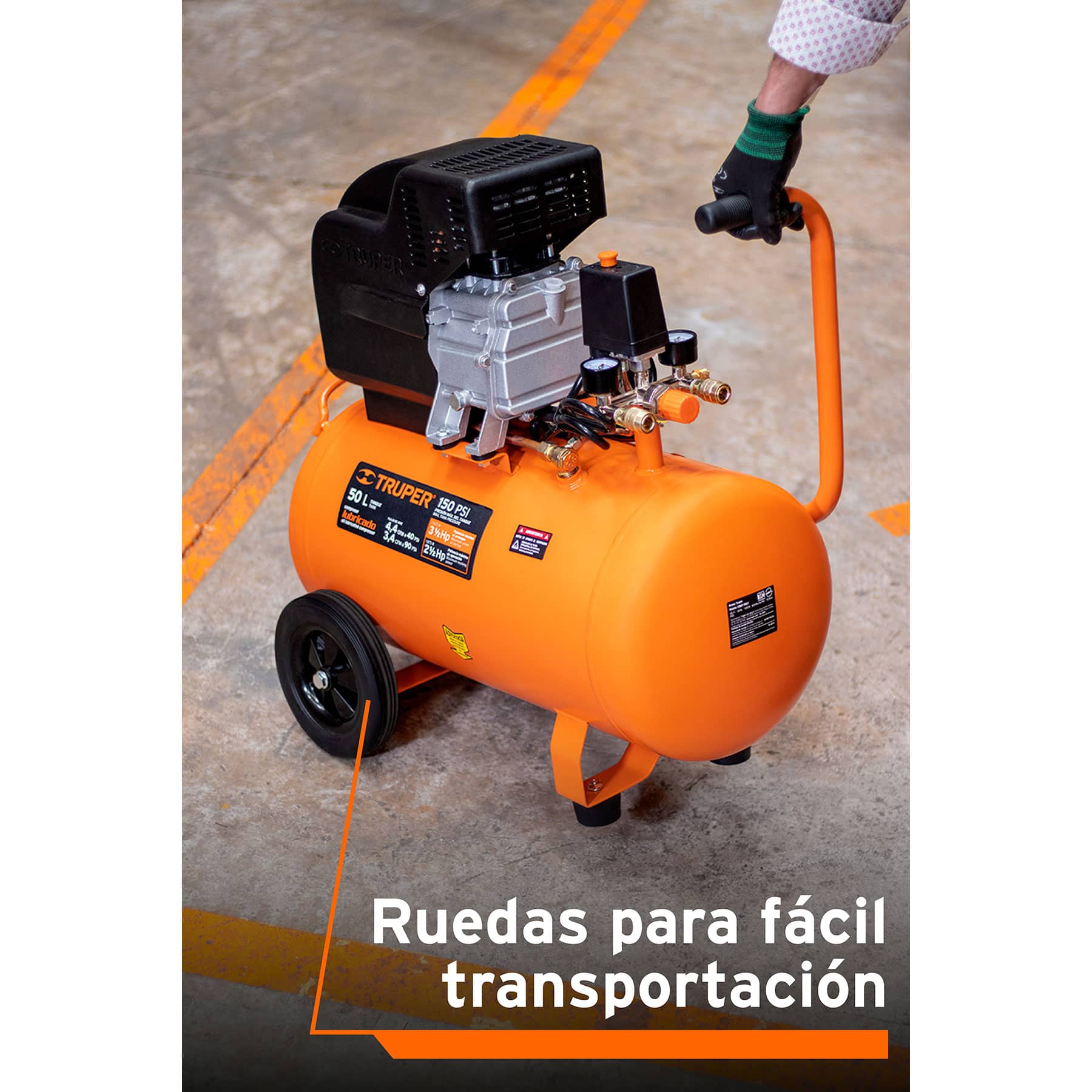 Compresor horizontal, 50 L, 3-1/2 HP, 127 V, Truper - FERRETERÍA WITZI