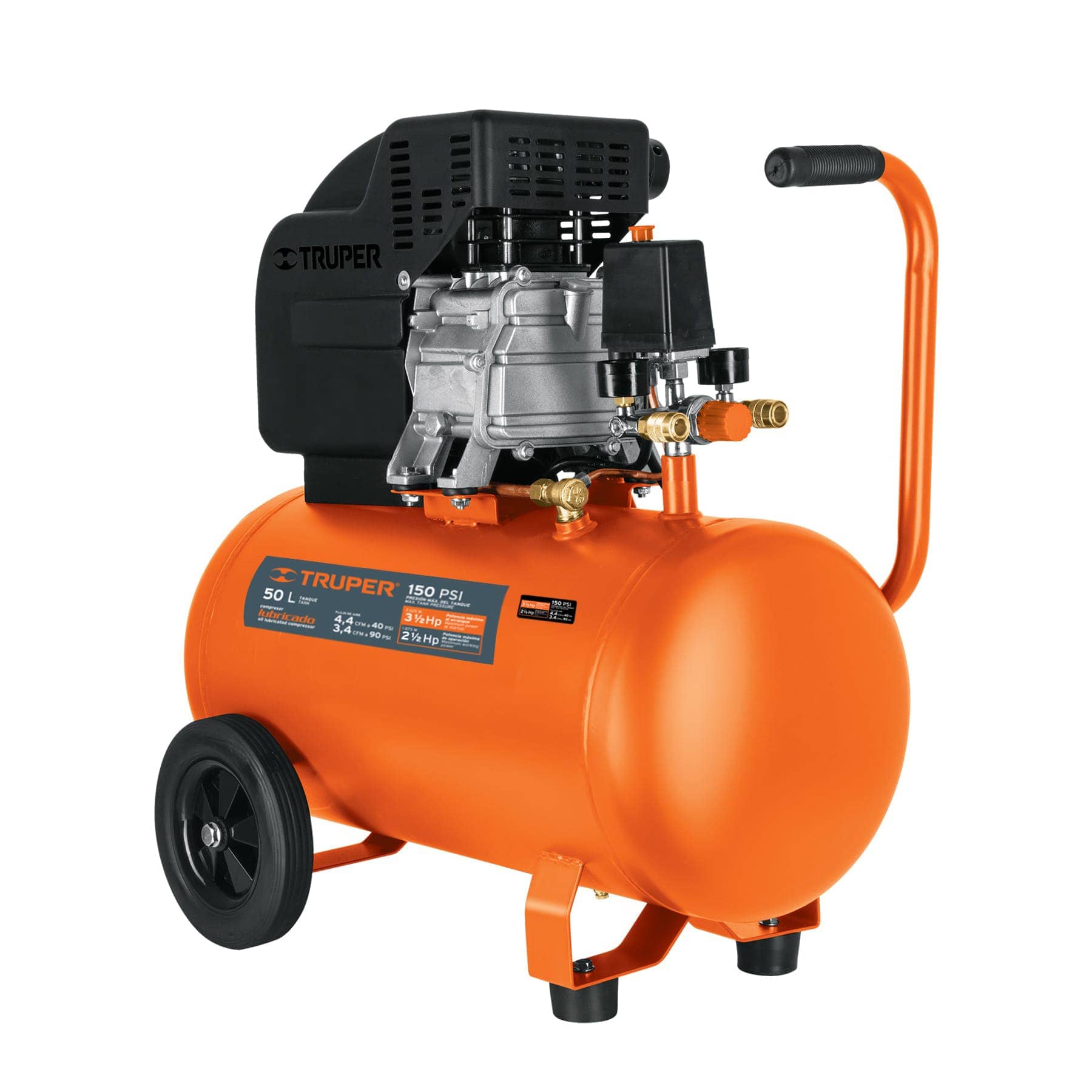 Compresor horizontal, 50 L, 3-1/2 HP, 127 V, Truper - FERRETERÍA WITZI