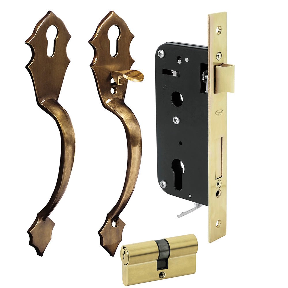 Conjunto Classic función doble, latón antiguo, llave estándar Lock - FERRETERÍA WITZI