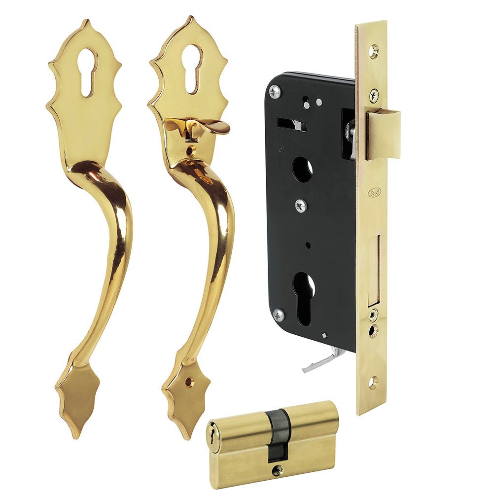 Conjunto Classic función doble, latón brillante, llave estándar Lock - FERRETERÍA WITZI