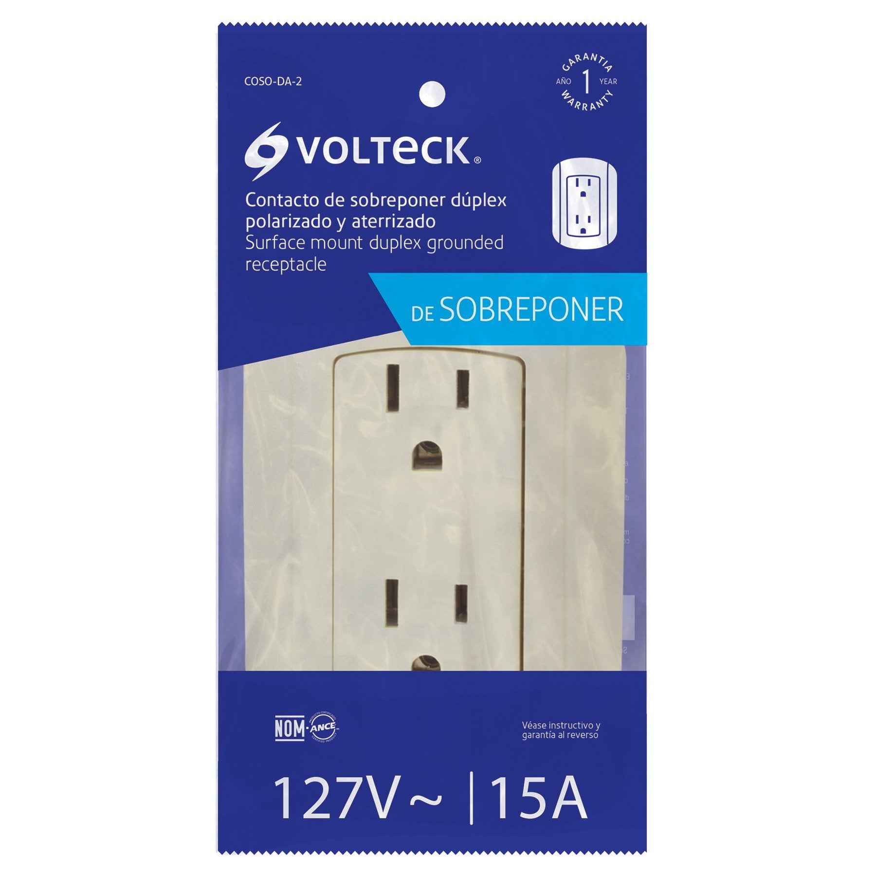 Contacto De Sobreponer Dúplex, 2 Polos+Tierra, ABS, Volteck - FERRETERÍA WITZI